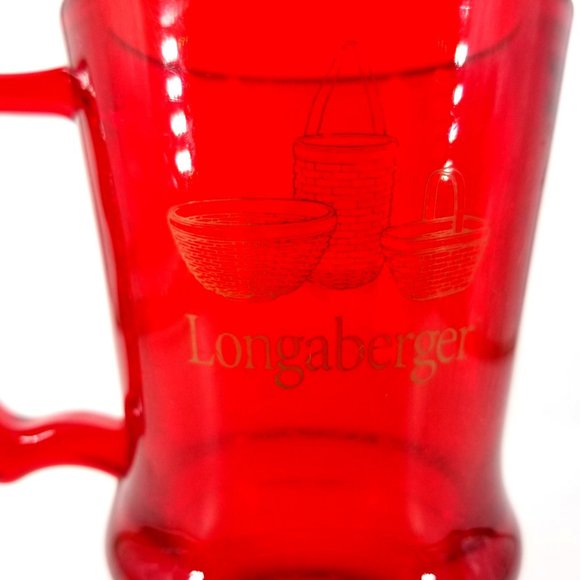 Longaberger Plastic Mug Cup Glass Latte Footed Red Cherry Bright 16 Ounce USA - Picture 2 of 10